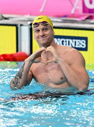 COM26 SWIMMING FINALS, Sam Williamson of Australia reacts after winning the Men™s 50m Breaststroke Final at the Glasgow 2026 Commonwealth Games at the Tollcross International Swimming Centre in Glasgow, Scotland, Monday, July 27, 2026. ( NO ARCHIVING, EDITORIAL USE ONLY Glasgow Scotland United Kingdom  Copyright: xDEANxLEWINSx 20260728166665513222