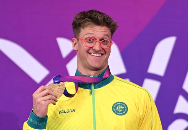 COM26 SWIMMING FINALS, Sam Williamson of Australia reacts after winning the Men™s 50m Breaststroke Final at the Glasgow 2026 Commonwealth Games at the Tollcross International Swimming Centre in Glasgow, Scotland, Monday, July 27, 2026. ( NO ARCHIVING, EDITORIAL USE ONLY Glasgow Scotland United Kingdom  Copyright: xDEANxLEWINSx 20260728158687570191