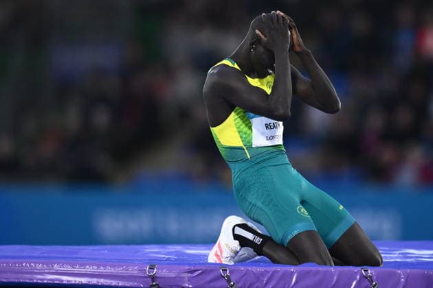 COM26 ATHLETICS, Yual Death of Australia reacts during the Men™s High Jump Final during the Glasgow 2026 Commonwealth Games at Scotstoun Stadium in Glasgow, Scotland, Monday, July 27, 2026. ( NO ARCHIVING, EDITORIAL USE ONLY Glasgow United Kingdom  Copyright: xJOELxCARRETTx 20260728192675980728