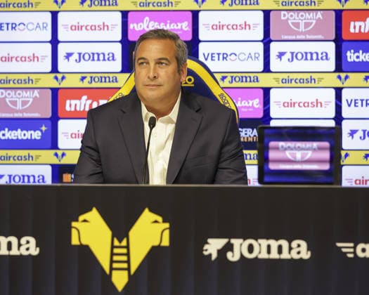 IPA87052179 - Italo Zanzi, CEO of Hellas Verona FC, during a press conference, PK, Pressekonferenz held by Italo Zanzi, CEO of Hellas Verona FC, regarding the 2026-27 Serie BKT season. Verona (VR), Italy, on July 11, 2026.  Copyright: xDavidexCasentini IPAxSportx xx 87052179