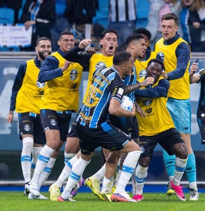 RECORD DATE NOT STATED 26th July 2026, Arena do Gremio Stadium, Porto Alegre, Brazil; Serie A Football; Gremio versus Fluminense; Diego Caito of Gremio celebrates after scoring the first goal of his team RichardxDucker DiaEsportivo