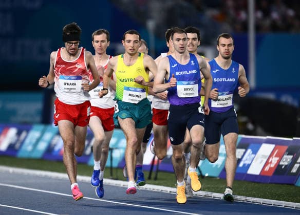 COM26 ATHLETICS, Daniel Milone of Australia (C) during Mens 1500m T20 Final during the Glasgow 2026 Commonwealth Games at Scotstoun Stadium in Glasgow, Scotland, Monday, July 27, 2026. ( NO ARCHIVING, EDITORIAL USE ONLY Glasgow United Kingdom  Copyright: xJOELxCARRETTx 20260728192527875941