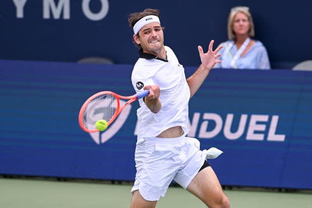 July 27, 2026, Washington, D.C, U.S: TAYLOR FRITZ hits a forehand in his match against Zizou Bergs at the Rock Creek Tennis Center. Washington U.S - ZUMAg196 20260727_zap_g196_001 Copyright: xKylexGustafsonx