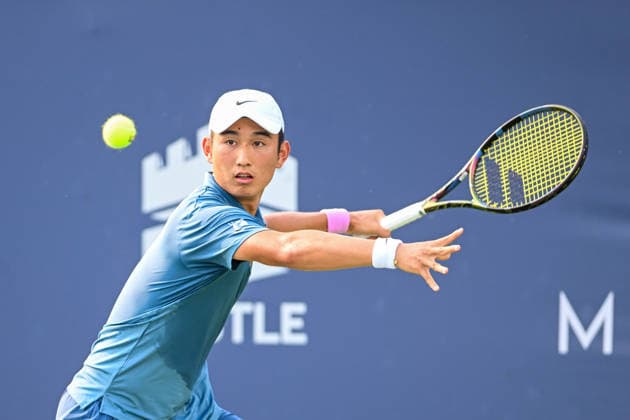 July 27, 2026, Washington, D.C, U.S: JUNCHENG CHANG hits a forehand in his match against Kei Nishinkori at the Rock Creek Tennis Center. Washington U.S - ZUMAg196 20260727_zap_g196_017 Copyright: xKylexGustafsonx