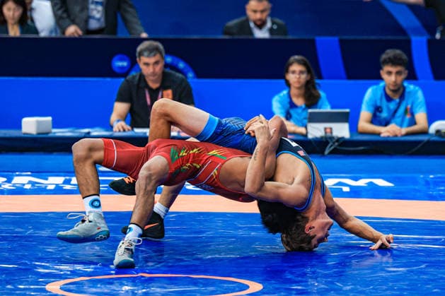 U17, U 17 Wrestling World Championships 55kg GR - Corey Allen Brown (USA) df. Lavozier Herminio Wadik Marubo (BRA) *** U17 Wrestling World Championships, 55kg Greco-Roman: Corey Allen Brown (USA) defeated Lavozier Herminio Wadik Marubo (BRA) Copyright: xUnitedxWorldxWrestlingx xAmirrezx UWW-U17-WC-BAKU-2026