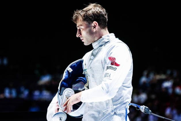 CHINA, HONG KONG - JULY 28, 2026: Athlete Nick Itkin of the United States fights in his foil bout during the 2026 Kerry Fencing World Championships. Mikhail Sinitsyn TASS  95552466