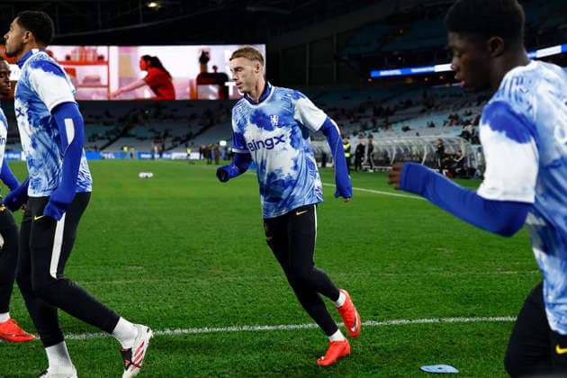 SOCCER CHELSEA WANDERERS, Cole Palmer of Chelsea warms up ahead of the Sydney Super Cup match between Chelsea FC and the Western Sydney Wanderers FC at Accor Stadium in Sydney, Tuesday, July 28, 2026. ( NO ARCHIVING, EDITORIAL USE ONLY SYDNEY NEW SOUTH WALES AUSTRALIA  Copyright: xMARKxEVANSx 20260728169350248311