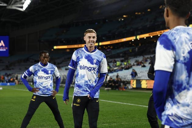 SOCCER CHELSEA WANDERERS, Chelsea players warm up ahead of the Sydney Super Cup match between Chelsea FC and the Western Sydney Wanderers FC at Accor Stadium in Sydney, Tuesday, July 28, 2026. ( NO ARCHIVING, EDITORIAL USE ONLY SYDNEY NEW SOUTH WALES AUSTRALIA  Copyright: xMARKxEVANSx 20260728154614944600