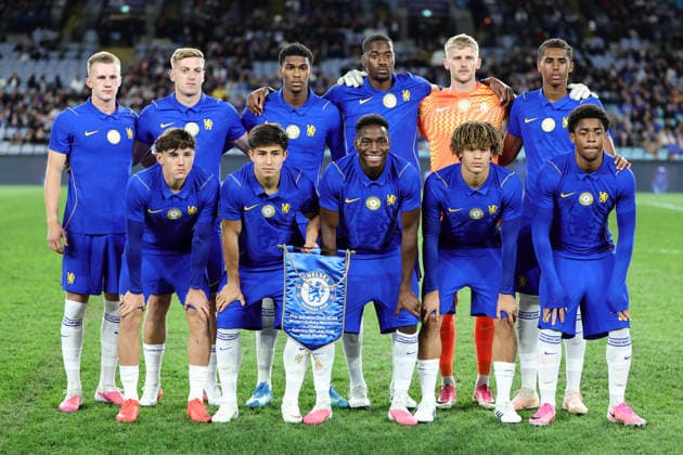 Chelsea pose for their team photo during the match between Chelsea F.C. and Western Sydney Wanderers, Sydney Super Cup friendly at Accor Stadium, Sydney on 28 July 2026. Copyright: xPeterxDovganx 45290153