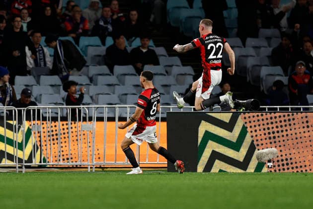SOCCER CHELSEA WANDERERS, Dylan Scicluna of the Wanderers scores Wanderers third goal during of the Sydney Super Cup match between Chelsea FC and the Western Sydney Wanderers FC at Accor Stadium in Sydney, Tuesday, July 28, 2026. ( NO ARCHIVING, EDITORIAL USE ONLY SYDNEY NEW SOUTH WALES AUSTRALIA  Copyright: xMARKxEVANSx 20260728127641005684