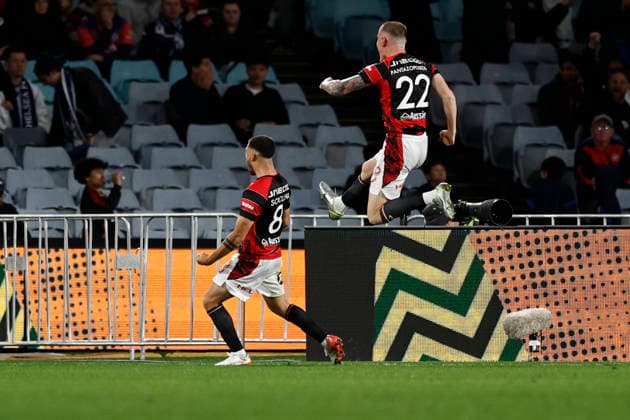 SOCCER CHELSEA WANDERERS, Dylan Scicluna of the Wanderers scores Wanderers third goal during of the Sydney Super Cup match between Chelsea FC and the Western Sydney Wanderers FC at Accor Stadium in Sydney, Tuesday, July 28, 2026. ( NO ARCHIVING, EDITORIAL USE ONLY SYDNEY NEW SOUTH WALES AUSTRALIA  Copyright: xMARKxEVANSx 20260728190796831904