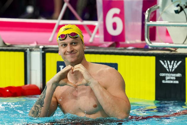 July 27, 2026, Glasgow, Scotland, Great Britain: SAM WILLIAMSON of Australia celebrates his win in the Swimming Men s 50m Breaststroke Final of the Commonwealth Games Glasgow 2026 at the Tollcross International Swimming Centre in Glasgow, Scotland. Glasgow Great Britain - ZUMAc179 20260727_zep_c179_353 Copyright: xMickaelxChavetx