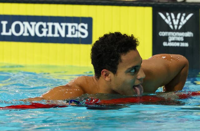 July 27, 2026, Glasgow, Scotland, Great Britain: MICHAEL HOULIE of South Africa reacts to his second place in the Swimming Men s 50m Breaststroke Final of the Commonwealth Games Glasgow 2026 at the Tollcross International Swimming Centre in Glasgow, Scotland. Glasgow Great Britain - ZUMAc179 20260727_zep_c179_354 Copyright: xMickaelxChavetx
