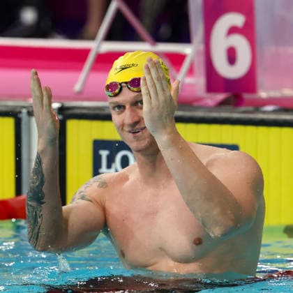 July 27, 2026, Glasgow, Scotland, Great Britain: SAM WILLIAMSON of Australia celebrates his win in the Swimming Men s 50m Breaststroke Final of the Commonwealth Games Glasgow 2026 at the Tollcross International Swimming Centre in Glasgow, Scotland. Glasgow Great Britain - ZUMAc179 20260727_zep_c179_355 Copyright: xMickaelxChavetx