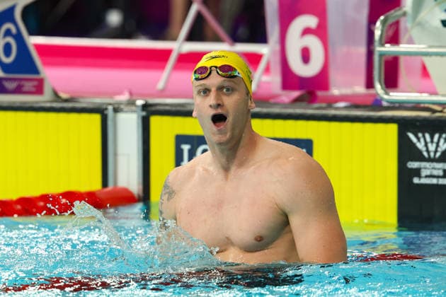 July 27, 2026, Glasgow, Scotland, Great Britain: SAM WILLIAMSON of Australia celebrates his win in the Swimming Men s 50m Breaststroke Final of the Commonwealth Games Glasgow 2026 at the Tollcross International Swimming Centre in Glasgow, Scotland. Glasgow Great Britain - ZUMAc179 20260727_zep_c179_357 Copyright: xMickaelxChavetx