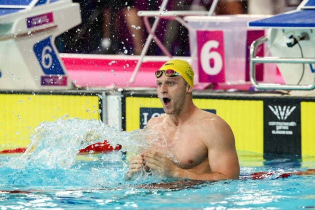 July 27, 2026, Glasgow, Scotland, Great Britain: SAM WILLIAMSON of Australia celebrates his win in the Swimming Men s 50m Breaststroke Final of the Commonwealth Games Glasgow 2026 at the Tollcross International Swimming Centre in Glasgow, Scotland. Glasgow Great Britain - ZUMAc179 20260727_zep_c179_358 Copyright: xMickaelxChavetx