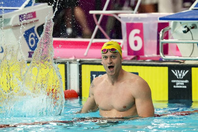 July 27, 2026, Glasgow, Scotland, Great Britain: SAM WILLIAMSON of Australia celebrates his win in the Swimming Men s 50m Breaststroke Final of the Commonwealth Games Glasgow 2026 at the Tollcross International Swimming Centre in Glasgow, Scotland. Glasgow Great Britain - ZUMAc179 20260727_zep_c179_360 Copyright: xMickaelxChavetx