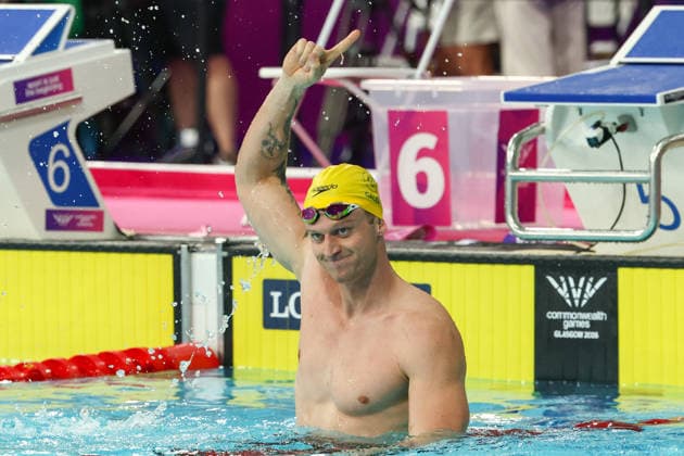 July 27, 2026, Glasgow, Scotland, Great Britain: SAM WILLIAMSON of Australia celebrates his win in the Swimming Men s 50m Breaststroke Final of the Commonwealth Games Glasgow 2026 at the Tollcross International Swimming Centre in Glasgow, Scotland. Commowealth Games 2026: Swimming  - ZUMAc179 20260727_zep_c179_363 Copyright: xMickaelxChavetx