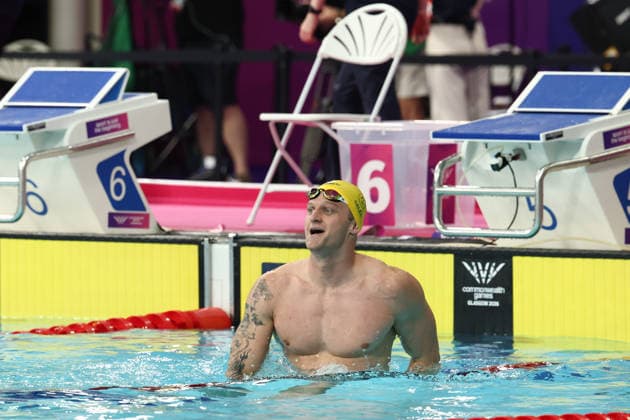 July 27, 2026, Glasgow, Scotland, Great Britain: SAM WILLIAMSON of Australia celebrates his win in the Swimming Men s 50m Breaststroke Final of the Commonwealth Games Glasgow 2026 at the Tollcross International Swimming Centre in Glasgow, Scotland. Commowealth Games 2026: Swimming  - ZUMAc179 20260727_zep_c179_365 Copyright: xMickaelxChavetx