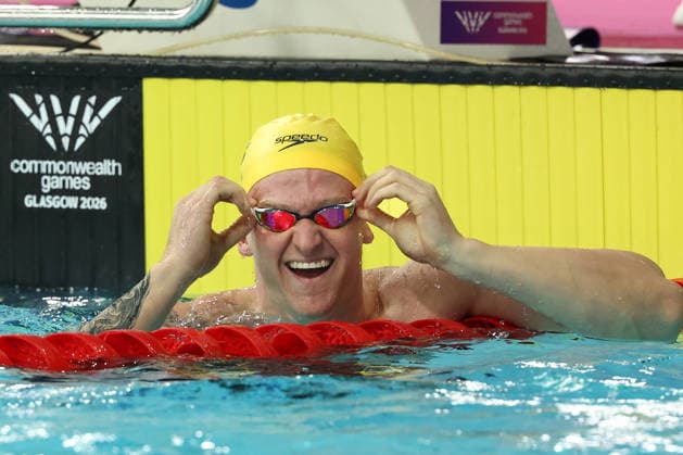 July 27, 2026, Glasgow, Scotland, Great Britain: SAM WILLIAMSON of Australia reacts to his win the Swimming Men s 50m Breaststroke Final of the Commonwealth Games Glasgow 2026 at the Tollcross International Swimming Centre in Glasgow, Scotland. Commowealth Games 2026: Swimming  - ZUMAc179 20260727_zep_c179_369 Copyright: xMickaelxChavetx