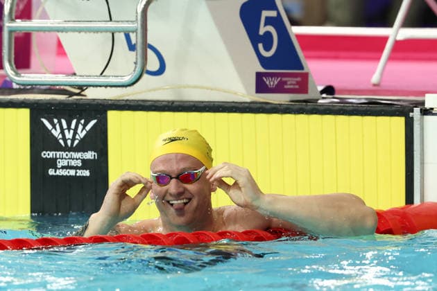 July 27, 2026, Glasgow, Scotland, Great Britain: SAM WILLIAMSON of Australia reacts to his win the Swimming Men s 50m Breaststroke Final of the Commonwealth Games Glasgow 2026 at the Tollcross International Swimming Centre in Glasgow, Scotland. Commowealth Games 2026: Swimming  - ZUMAc179 20260727_zep_c179_370 Copyright: xMickaelxChavetx
