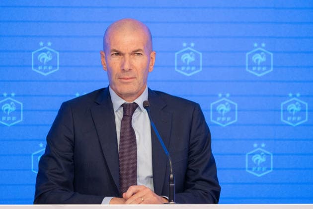 press conference, PK, Pressekonferenz to present Zinedine Zidane as the new coach of France Football national team, Nationalteam - Paris AJ Former French international football player Zinedine Zidane during a press conference to present him as the new head coach of France national football team at the French Football Federation headquarters (FFF) in Paris, France on July 28, 2026. The former France playmaker, who won the 1998 World Cup and the 2000 European Championship, EM, Europameisterschaft as a player, has been appointed head coach of the French national team, succeeding Didier Deschamps, the French Football Federation (FFF) announced. Zidane takes over from his former teammate Deschamps, who had been in charge since 2012; Deschamps tenure ended with a fourth-place finish at the 2026 World Cup, following a title win in 2018 and a final appearance in 2022. Photo by Alexis Jumeau ABACAPRESS.COM Paris France  Copyright: xJumeauxAlexis ABACAx