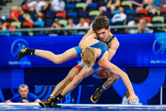 U17, U 17 Wrestling World Championships 51kg GR - Denys Kiryk (UKR) df. Jan Beran (CZE) *** U17 Wrestling World Championships, 51 kg Greco-Roman: Denys Kiryk (UKR) defeated Jan Beran (CZE) Copyright: xUnitedxWorldxWrestlingx xAmirrezx UWW-U17-WC-BAKU-2026