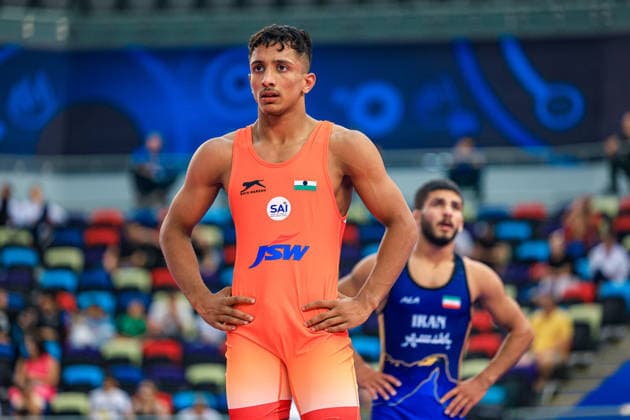 U17, U 17 Wrestling World Championships 60kg GR - Amirreza Saeid Tahmasbpourmarzouni (IRI) df. Darpan Raju Chaudhari (IND) *** U17 Wrestling World Championships, 60 kg Greco-Roman: Amirreza Saeid Tahmasbpourmarzouni (IRI) def. Darpan Raju Chaudhari (IND) Copyright: xUnitedxWorldxWrestlingx xAmirrezx UWW-U17-WC-BAKU-2026
