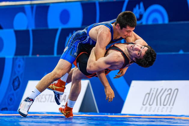 U17, U 17 Wrestling World Championships 60kg GR - Sadriddin Tulkinboev (UZB) df. Giorgi Chachua (GEO) *** U17 Wrestling World Championships, 60 kg Greco-Roman: Sadriddin Tulkinboev (UZB) def. Giorgi Chachua (GEO) Copyright: xUnitedxWorldxWrestlingx xAmirrezx UWW-U17-WC-BAKU-2026
