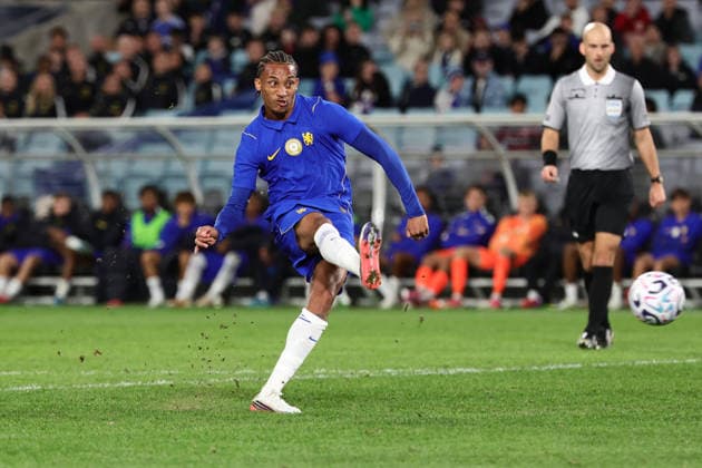 Jo‹o Pedro of Chelsea shoots during the match between Chelsea F.C. and Western Sydney Wanderers, Sydney Super Cup friendly at Accor Stadium, Sydney on 28 July 2026. Copyright: xPeterxDovganx 45290173