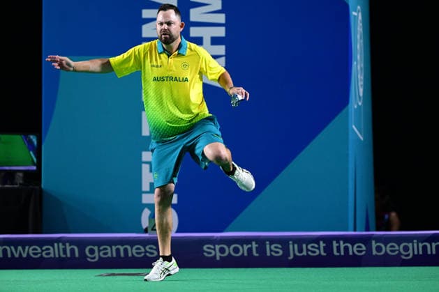 COM26 BOWLS, Aaron Wilson of Australia competes in his bronze medal lawn bowls match against Gary Kelly of Northern Ireland at the Glasgow 2026 Commonwealth Games at SEC Centre Hall 3 in Glasgow, Scotland, Tuesday, July 28, 2026. ( NO ARCHIVING, EDITORIAL USE ONLY Glasgow Scotland United Kingdom  Copyright: xDEANxLEWINSx 20260728125724494234
