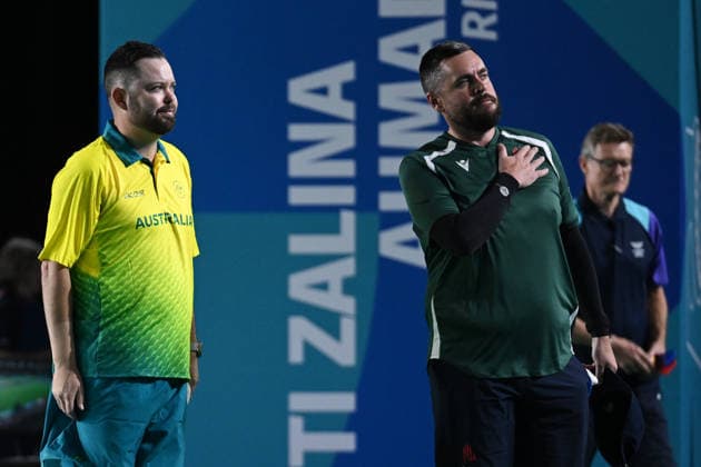 COM26 BOWLS, Aaron Wilson of Australia following his bronze medal lawn bowls loss to Gary Kelly of Northern Ireland at the Glasgow 2026 Commonwealth Games at SEC Centre Hall 3 in Glasgow, Scotland, Tuesday, July 28, 2026. ( NO ARCHIVING, EDITORIAL USE ONLY Glasgow Scotland United Kingdom  Copyright: xDEANxLEWINSx 20260728194065900540