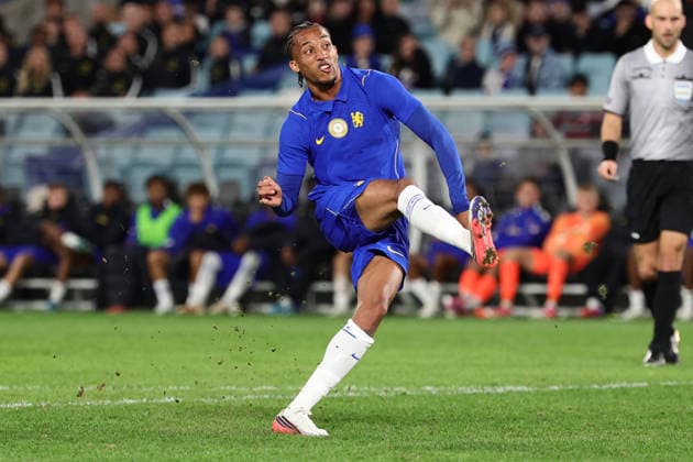Jo‹o Pedro of Chelsea shoots during the match between Chelsea F.C. and Western Sydney Wanderers, Sydney Super Cup friendly at Accor Stadium, Sydney on 28 July 2026. Copyright: xPeterxDovganx 45290174