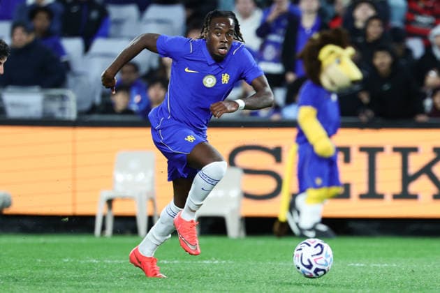 Jamie Gittens of Chelsea dribbles the ball during the match between Chelsea F.C. and Western Sydney Wanderers, Sydney Super Cup friendly at Accor Stadium, Sydney on 28 July 2026. Copyright: xPeterxDovganx 45290175