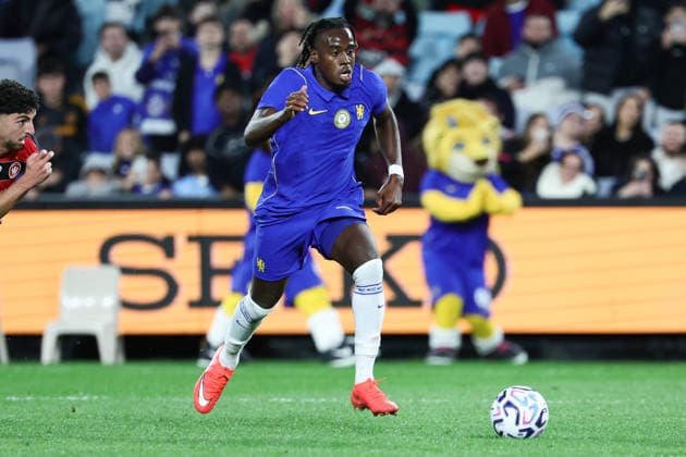 Jamie Gittens of Chelsea dribbles the ball during the match between Chelsea F.C. and Western Sydney Wanderers, Sydney Super Cup friendly at Accor Stadium, Sydney on 28 July 2026. Copyright: xPeterxDovganx 45290176