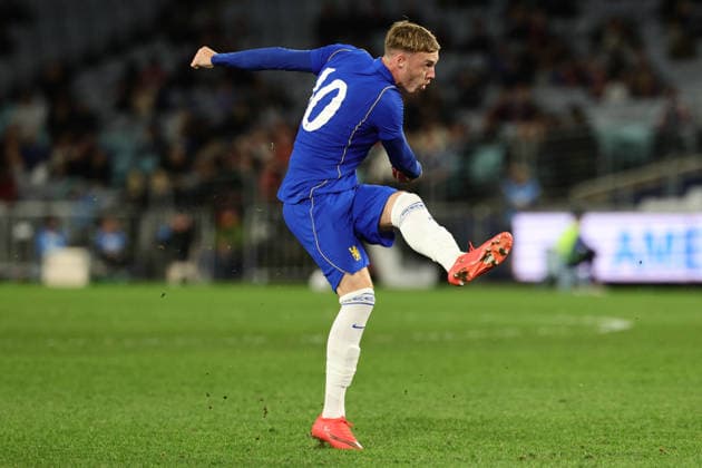 Cole Palmer of Chelsea shoots during the match between Chelsea F.C. and Western Sydney Wanderers, Sydney Super Cup friendly at Accor Stadium, Sydney on 28 July 2026. Copyright: xPeterxDovganx 45290180