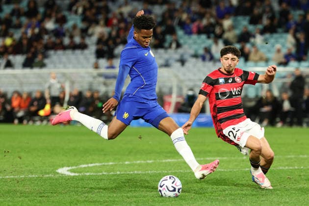 Estv‹o of Chelsea shoots during the match between Chelsea F.C. and Western Sydney Wanderers, Sydney Super Cup friendly at Accor Stadium, Sydney on 28 July 2026. Copyright: xPeterxDovganx 45290185