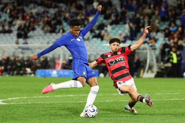Estv‹o of Chelsea shoots during the match between Chelsea F.C. and Western Sydney Wanderers, Sydney Super Cup friendly at Accor Stadium, Sydney on 28 July 2026. Copyright: xPeterxDovganx 45290186