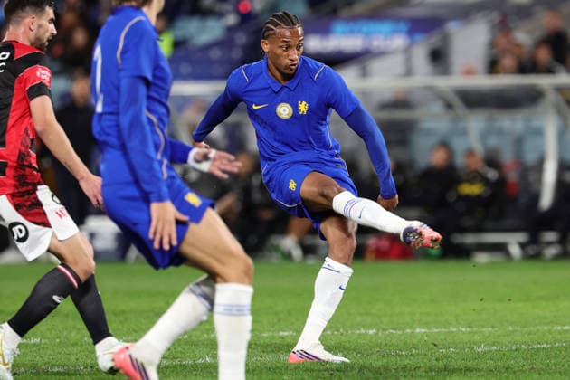 Jo‹o Pedro of Chelsea shoots and scores during the match between Chelsea F.C. and Western Sydney Wanderers, Sydney Super Cup friendly at Accor Stadium, Sydney on 28 July 2026. Copyright: xPeterxDovganx 45290192