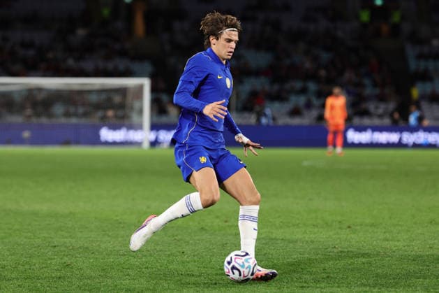 Marco Palestra of Chelsea dribbles the ball during the match between Chelsea F.C. and Western Sydney Wanderers, Sydney Super Cup friendly at Accor Stadium, Sydney on 28 July 2026. Copyright: xPeterxDovganx 45290194