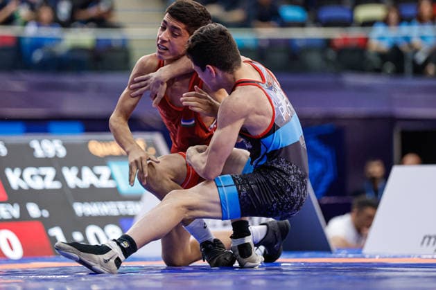 U17, U 17 Wrestling World Championships 45kg GR - Afruzbek Ibragimov (UZB) df. Nelson Villafane Iii (PUR) *** U17 Wrestling World Championships, 45kg Greco-Roman: Afruzbek Ibragimov (UZB) def. Nelson Villafane III (PUR) Copyright: xKostadinxAndonovx UWW-U17-WC-BAKU-2026