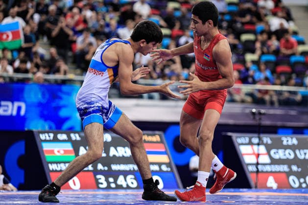 U17, U 17 Wrestling World Championships 51kg GR - Abdurrahman Huseynli (AZE) df. Gevorg Harutyunyan (ARM) *** U17 Wrestling World Championships, 51 kg Greco-Roman: Abdurrahman Huseynli (AZE) defeated Gevorg Harutyunyan (ARM) Copyright: xKostadinxAndonovx UWW-U17-WC-BAKU-2026