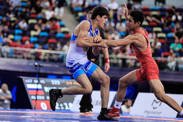 U17, U 17 Wrestling World Championships 51kg GR - Abdurrahman Huseynli (AZE) df. Gevorg Harutyunyan (ARM) *** U17 Wrestling World Championships, 51 kg Greco-Roman: Abdurrahman Huseynli (AZE) defeated Gevorg Harutyunyan (ARM) Copyright: xKostadinxAndonovx UWW-U17-WC-BAKU-2026