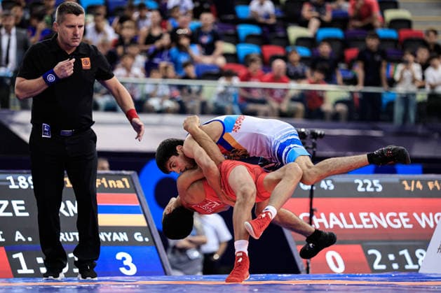 U17, U 17 Wrestling World Championships 51kg GR - Abdurrahman Huseynli (AZE) df. Gevorg Harutyunyan (ARM) *** U17 Wrestling World Championships, 51 kg Greco-Roman: Abdurrahman Huseynli (AZE) defeated Gevorg Harutyunyan (ARM) Copyright: xKostadinxAndonovx UWW-U17-WC-BAKU-2026