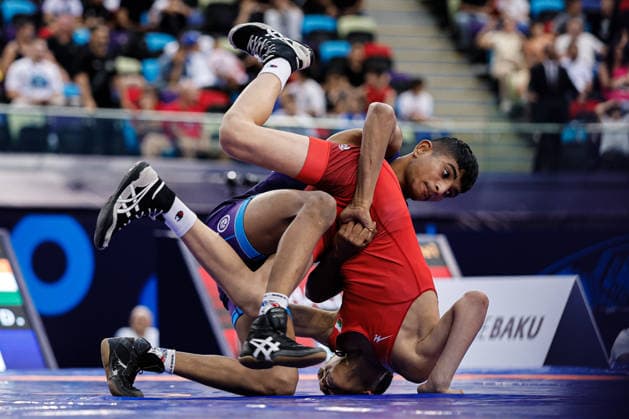 U17, U 17 Wrestling World Championships 51kg GR - Boris Krasimirov Krumov (BUL) df. Dhiraj Shashikant Daphale (IND) *** U17 Wrestling World Championships, 51 kg Greco-Roman: Boris Krasimirov Krumov (BUL) defeated Dhiraj Shashikant Daphale (IND) Copyright: xKostadinxAndonovx UWW-U17-WC-BAKU-2026