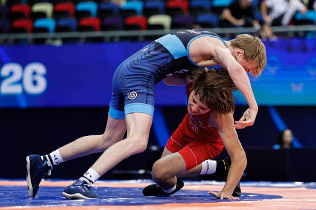 U17, U 17 Wrestling World Championships 51kg GR - Vadim Tarelunga (MDA) df. Wyatt Patrick Dannegger (USA) *** U17 Wrestling World Championships, 51 kg Greco-Roman: Vadim Tarelunga (MDA) defeated Wyatt Patrick Dannegger (USA) Copyright: xKostadinxAndonovx UWW-U17-WC-BAKU-2026