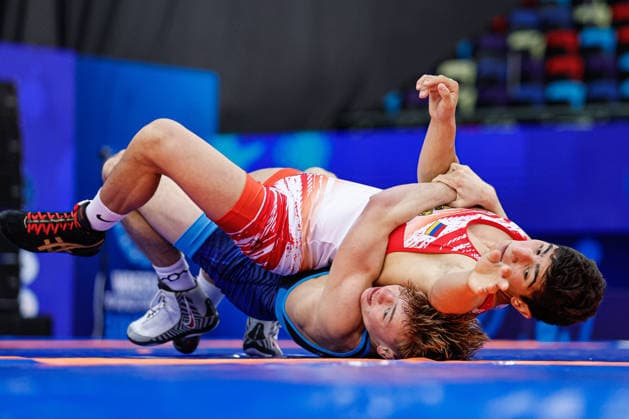 U17, U 17 Wrestling World Championships 60kg GR - Cooper Hennen Mathews (USA) df. Artush Petrosyan (ARM) *** U17 Wrestling World Championships, 60 kg Greco-Roman: Cooper Hennen Mathews (USA) defeated Artush Petrosyan (ARM) Copyright: xKostadinxAndonovx UWW-U17-WC-BAKU-2026