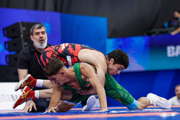 U17, U 17 Wrestling World Championships 60kg GR - Giorgi Chachua (GEO) df. Milan Budai (HUN) *** U17 Wrestling World Championships, 60 kg Greco-Roman: Giorgi Chachua (GEO) def. Milan Budai (HUN) Copyright: xKostadinxAndonovx UWW-U17-WC-BAKU-2026