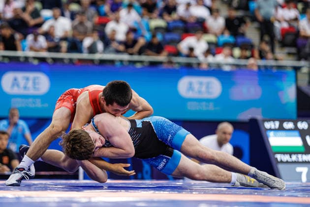 U17, U 17 Wrestling World Championships 60kg GR - Sadriddin Tulkinboev (UZB) df. Roko Curic (CRO) *** U17 Wrestling World Championships, 60 kg Greco-Roman: Sadriddin Tulkinboev (UZB) def. Roko Curic (CRO) Copyright: xKostadinxAndonovx UWW-U17-WC-BAKU-2026