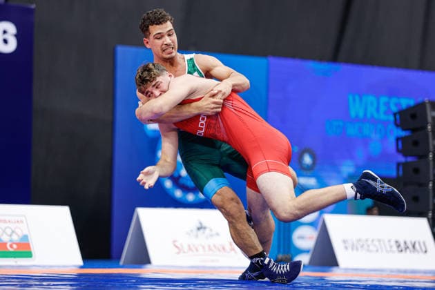 U17, U 17 Wrestling World Championships 71kg GR - Bogdan Talmaci (MDA) df. Houdaifa Boutarfaya (ALG) *** U17 Wrestling World Championships, 71 kg Greco-Roman: Bogdan Talmaci (MDA) def. Houdaifa Boutarfaya (ALG) Copyright: xKostadinxAndonovx UWW-U17-WC-BAKU-2026